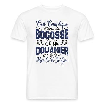 c'est compliqué d'être un Bogosse et un Douanier. - T-shirt homme - blanc - Devant - AI Model Male 178 dark (178cm)
