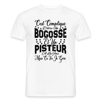 c'est compliqué d'être un Bogosse et un Pisteur. - T-shirt homme - blanc - Devant - AI Model Male 178 dark (178cm)