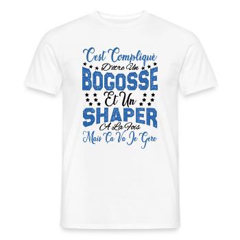 c'est compliqué d'être un Bogosse et un Shaper. - T-shirt homme - blanc - Devant - AI Model Male 178 dark (178cm)