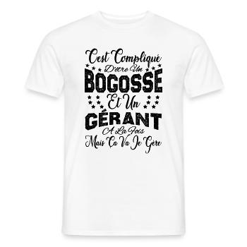 c'est compliqué d'être un Bogosse et un Gérant. - T-shirt homme - blanc - Devant - AI Model Male 178 dark (178cm)