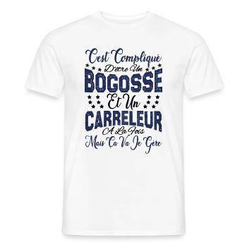 c'est compliqué d'être un Bogosse et un Carreleur. - T-shirt homme - blanc - Devant - AI Model Male 178 dark (178cm)