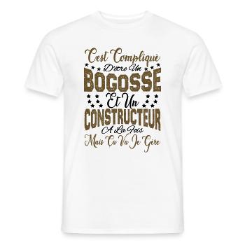c'est compliqué être un Bogosse et un Constructeur - T-shirt homme - blanc - Devant - AI Model Male 178 dark (178cm)