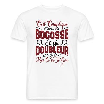 c'est compliqué d'être un Bogosse et un Doubleur. - T-shirt homme - blanc - Devant - AI Model Male 178 dark (178cm)