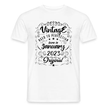Vintage Né(e) en Janvier 2023 anniversaire janvier - T-shirt homme - blanc - Devant - AI Model Male 178 dark (178cm)