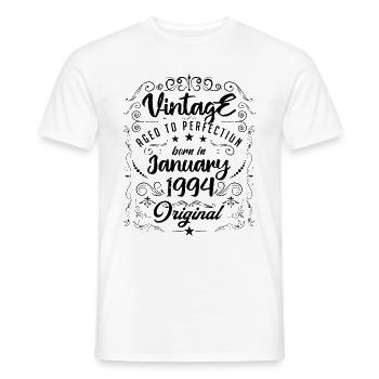 Vintage Born in January 1994 birthday January - Men's T-Shirt - white - Front - AI Model Male 178 dark (178cm)