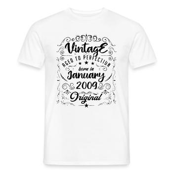 Vintage Born in January 2009 anniversary January - Men's T-Shirt - white - Front - AI Model Male 178 dark (178cm)