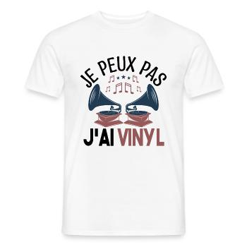 Je peux pas j'ai vinyle Cadeau amoureux de musique - T-shirt homme - blanc - Devant - AI Model Male 178 dark (178cm)