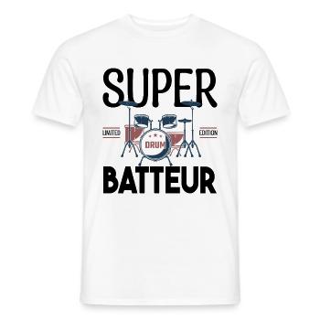 Super Batteur. Cadeau batteur. bassiste. Musicien. - T-shirt homme - blanc - Devant - AI Model Male 178 dark (178cm)