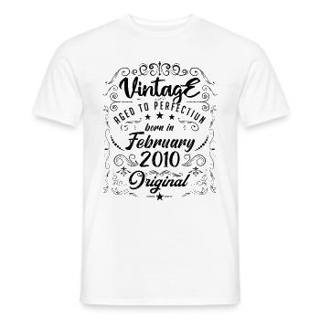 Vintage Né(e) en Février 2010 anniversaire février - T-shirt homme - blanc - Devant - AI Model Male 178 dark (178cm)