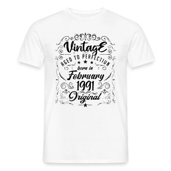 Vintage Né(e) en Février 1991 anniversaire février - T-shirt homme - blanc - Devant - AI Model Male 178 dark (178cm)