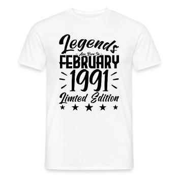 Naissance En Février 1991. Cadeau d'anniversaire. - T-shirt homme - blanc - Devant - AI Model Male 178 dark (178cm)