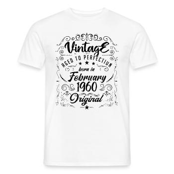 Vintage Né(e) en Février 1960 anniversaire février - T-shirt homme - blanc - Devant - AI Model Male 178 dark (178cm)