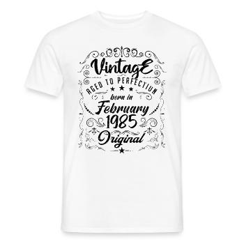Vintage Né(e) en Février 1985 anniversaire février - T-shirt homme - blanc - Devant - AI Model Male 178 dark (178cm)