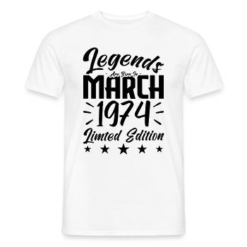 Naissance En Mars 1974. Cadeau d'anniversaire mars - T-shirt homme - blanc - Devant - AI Model Male 178 dark (178cm)