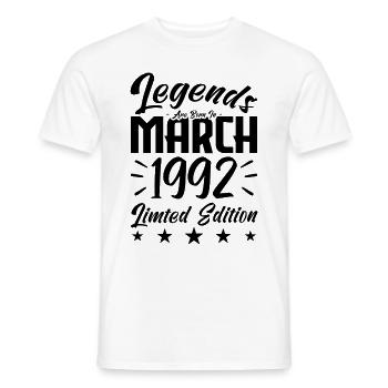 Naissance En Mars 1992. Cadeau d'anniversaire mars - T-shirt homme - blanc - Devant - AI Model Male 178 dark (178cm)