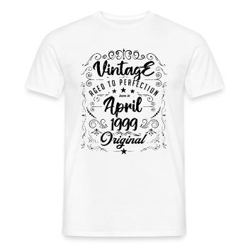 Vintage Né(e) en Avril 1999. anniversaire avril. - T-shirt homme - blanc - Devant - AI Model Male 178 dark (178cm)