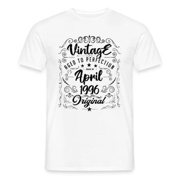 Vintage Né(e) en Avril 1996. anniversaire avril. - T-shirt homme - blanc - Devant - AI Model Male 178 dark (178cm)