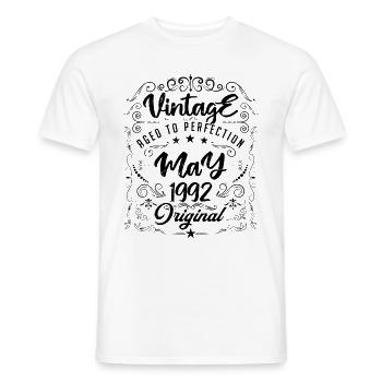 Vintage born in May 1992. Anniversary May 1992. - Men's T-Shirt - white - Front - AI Model Male 178 dark (178cm)