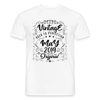 Vintage born in May 2019. Birthday May 2019. - Men's T-Shirt - white - Front - AI Model Male 178 dark (178cm)