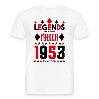 birthday gift March 1953. card games . - Men's T-Shirt - white - Front - AI Model Male 178 dark (178cm)