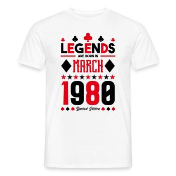 März 1980 Geburtstagsgeschenk. Kartenspiele. - Männer T-Shirt - Weiß - Vorne - AI Model Male 178 dark (178cm)