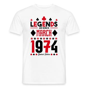 birthday gift March 1974. card games . - Men's T-Shirt - white - Front - AI Model Male 178 dark (178cm)