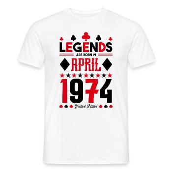 Birthday gift April 1974. card games. - Men's T-Shirt - white - Front - AI Model Male 178 dark (178cm)