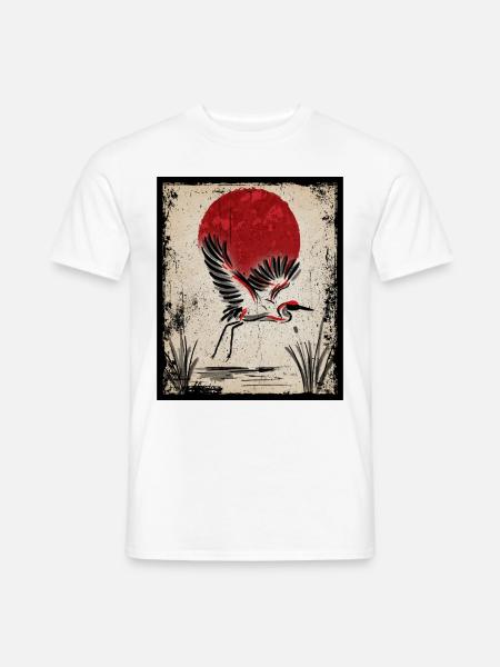 Kranich Art Japanische Kunst Vintage Retro - Männer T-Shirt - Weiß