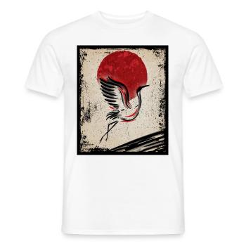 Crane Art Japanese Art Vintage Retro - Men's T-Shirt - white - Front - AI Model Male 178 dark (178cm)