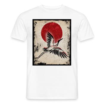 Kranich Art Japanische Kunst Vintage Retro - Männer T-Shirt - Weiß - Vorne - AI Model Male 178 dark (178cm)