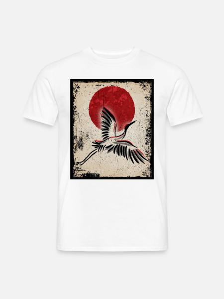 Kranich Art Japanische Kunst Vintage Retro - Männer T-Shirt - Weiß