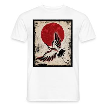 Kranich Art Japanische Kunst Vintage Retro - Männer T-Shirt - Weiß - Vorne - AI Model Male 178 dark (178cm)