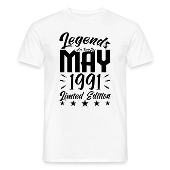 Geboren Mai 1991 Geburtstagsgeschenk 1991. - Männer T-Shirt - Weiß - Vorne - AI Model Male 178 dark (178cm)