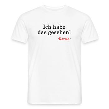 ICH HABE DAS GESEHEN - Karma & Jesus Spruch - Männer T-Shirt - Weiß - Vorne - AI Model Male 178 dark (178cm)