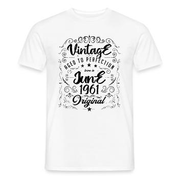 Vintage Né(e) en Juin 1961. anniversaire juin 1961 - T-shirt homme - blanc - Devant - AI Model Male 178 dark (178cm)