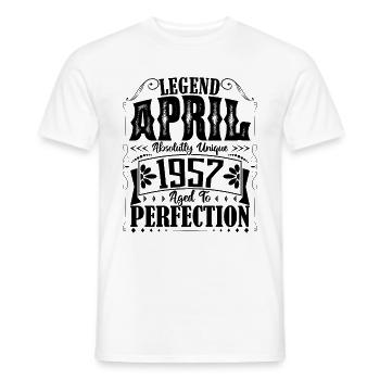 Avril 1957. Anniversaire avril 1957. Cadeau 1957. - T-shirt homme - blanc - Devant - AI Model Male 178 dark (178cm)