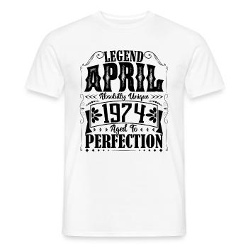 Avril 1974. Anniversaire avril 1974. Cadeau 1974. - T-shirt homme - blanc - Devant - AI Model Male 178 dark (178cm)