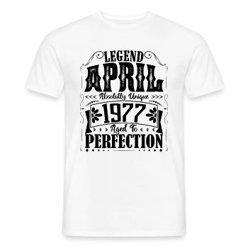 Avril 1977. Anniversaire avril 1977. Cadeau 1977. - T-shirt homme - blanc - Devant - AI Model Male 178 dark (178cm)