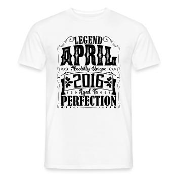 Avril 2016. Anniversaire avril 2016. Cadeau 2016. - T-shirt homme - blanc - Devant - AI Model Male 178 dark (178cm)