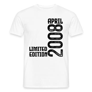 Cadeau Avril 2008. Anniversaire avril 2008. April. - T-shirt homme - blanc - Devant - AI Model Male 178 dark (178cm)
