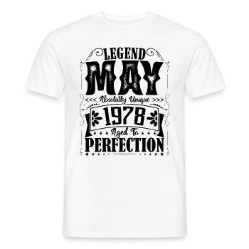 Mai 1978. Anniversaire mai 1978. Cadeau may 1978. - T-shirt homme - blanc - Devant - AI Model Male 178 dark (178cm)
