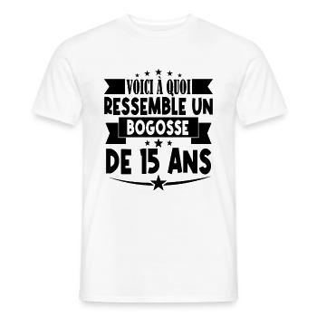 anniversaire 15 ans. beau gosse 15 ans. 15e annive - T-shirt homme - blanc - Devant - AI Model Male 178 dark (178cm)