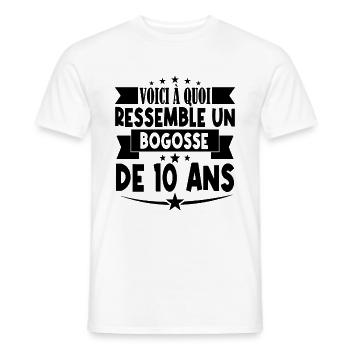anniversaire 10 ans. beau gosse 10 ans. 10e annive - T-shirt homme - blanc - Devant - AI Model Male 178 dark (178cm)