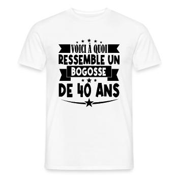 anniversaire 40 ans. beau gosse 40 ans. 40e annive - T-shirt homme - blanc - Devant - AI Model Male 178 dark (178cm)