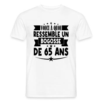 anniversaire 65 ans. beau gosse 65 ans. 65e annive - T-shirt homme - blanc - Devant - AI Model Male 178 dark (178cm)