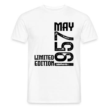 Gift May 1957. Anniversary May 1957. May 1957. - Men's T-Shirt - white - Front - AI Model Male 178 dark (178cm)