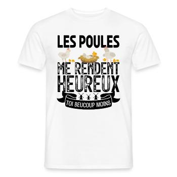 les poules me rendent heureux. cadeau agricultrice - T-shirt homme - blanc - Devant - AI Model Male 178 dark (178cm)