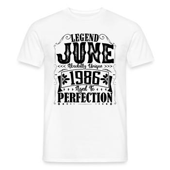 juin 1986. Anniversaire juin 1986 Cadeau juin 1986 - T-shirt homme - blanc - Devant - AI Model Male 178 dark (178cm)
