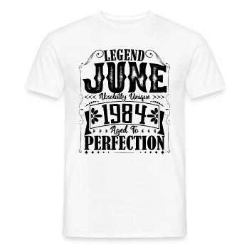 juin 1984. Anniversaire juin 1984 Cadeau juin 1984 - T-shirt homme - blanc - Devant - AI Model Male 178 dark (178cm)