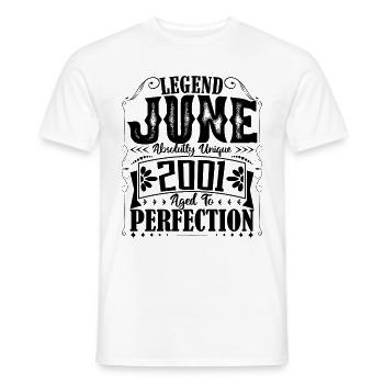 juin 2001. Anniversaire juin 2001 Cadeau juin 2001 - T-shirt homme - blanc - Devant - AI Model Male 178 dark (178cm)